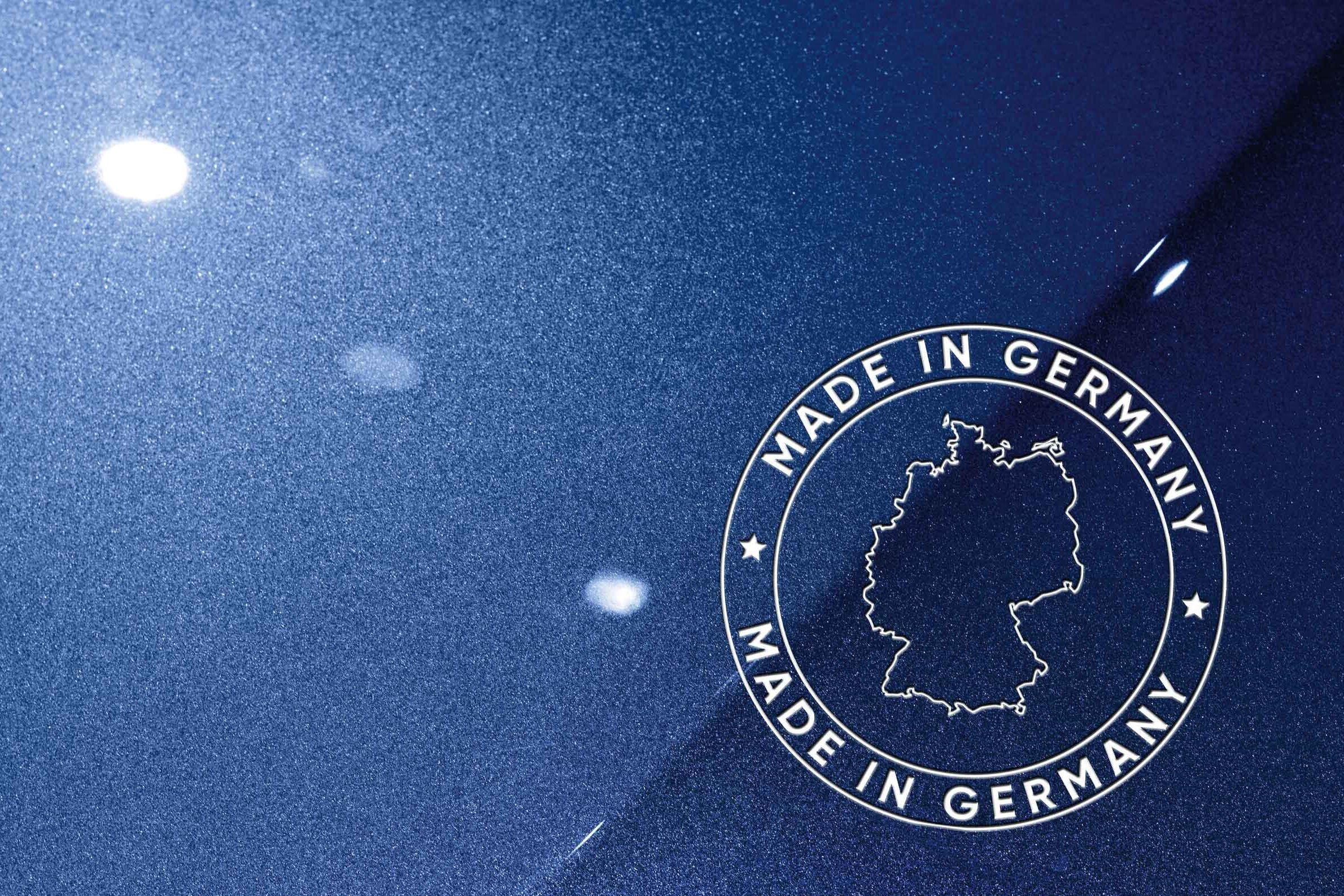 Lackoberfläche in blau mit Stempel