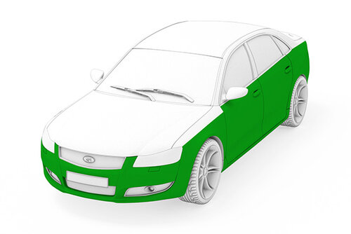 Auto mit grüner Markierung